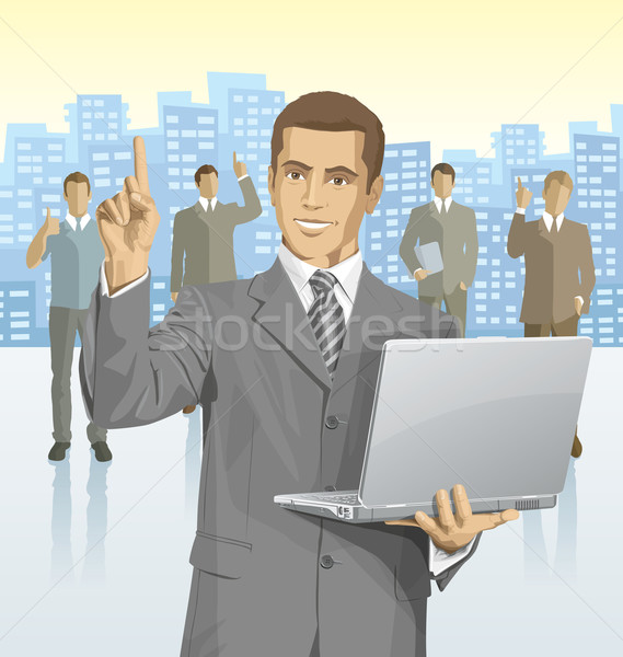 Vector businessman and silhouettes of business people Stock photo © leedsn
