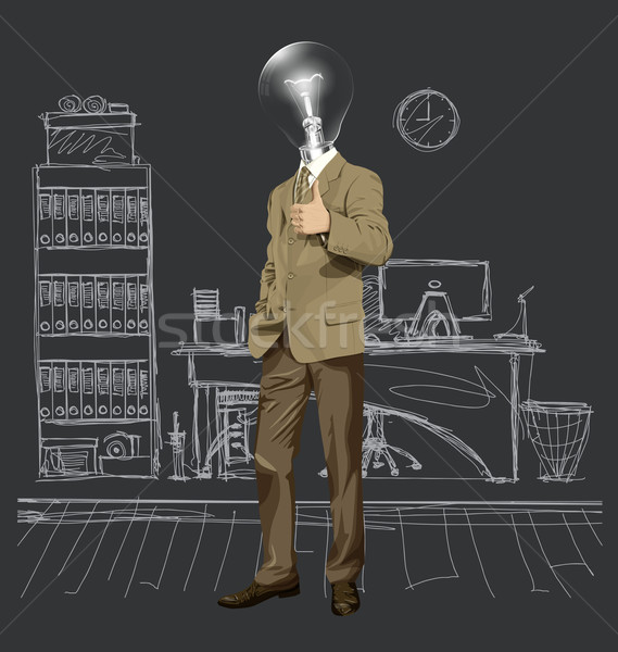 Vector Lamp Head Business Man Shows Well Done Stock photo © leedsn