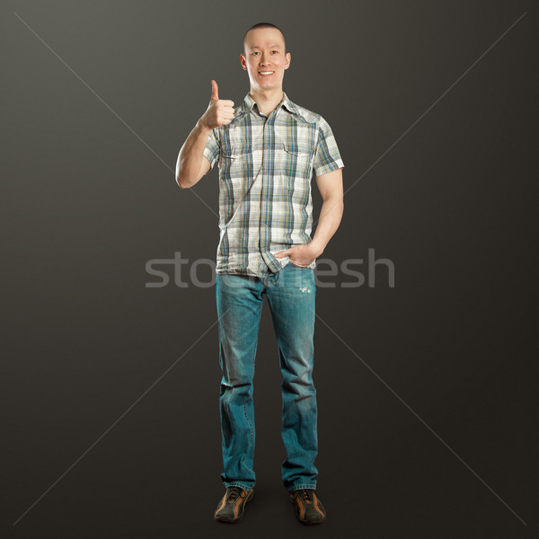 full length man shows well done Stock photo © leedsn