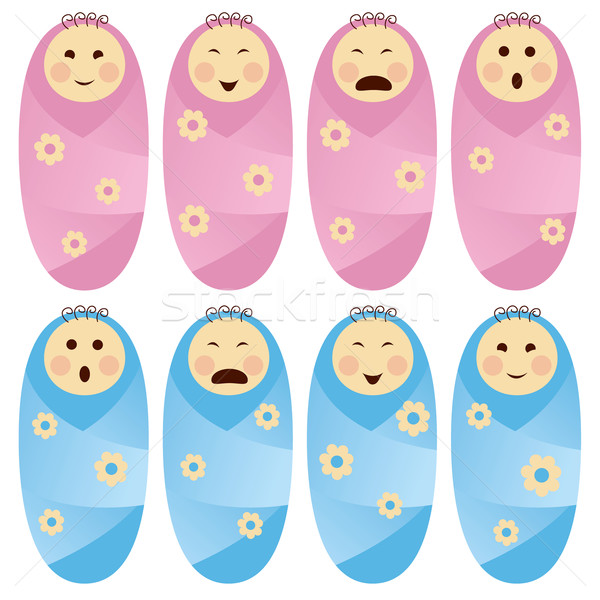 Recém-nascido bebês vetor meninos meninas engraçado Foto stock © leedsn