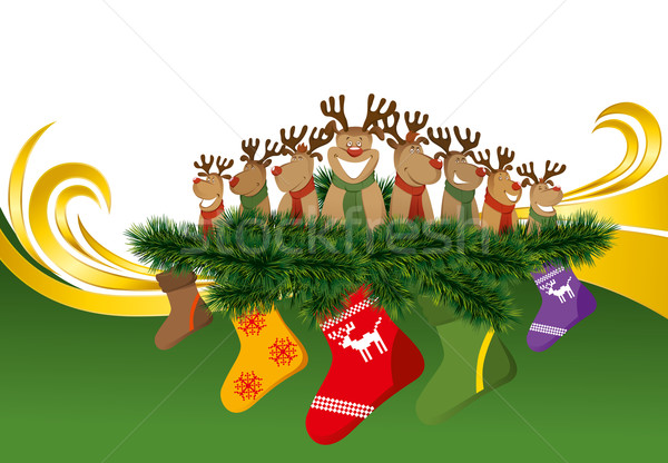 2012 vector christmas card with reindeers Stock photo © leedsn