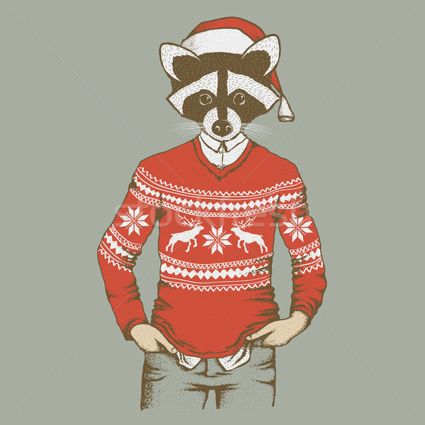 Szop christmas ludzi sweter Święty mikołaj Zdjęcia stock © leedsn