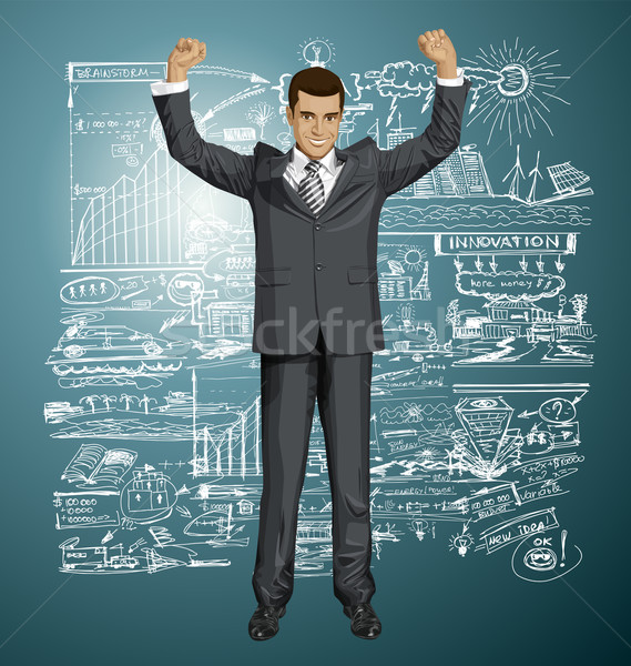 Vector Businessman With Hands Up 07 Stock photo © leedsn
