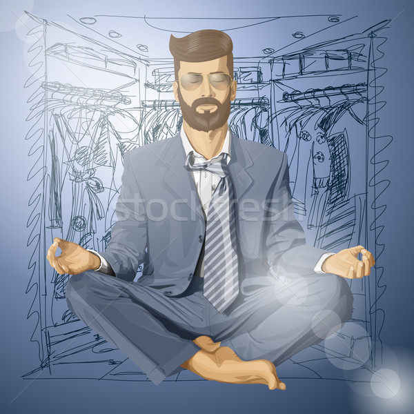 Stockfoto: Vector · zakenman · lotus · pose · mediteren