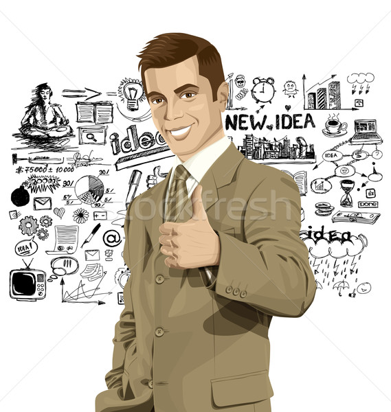 Vector Business Man Shows Well Done Stock photo © leedsn