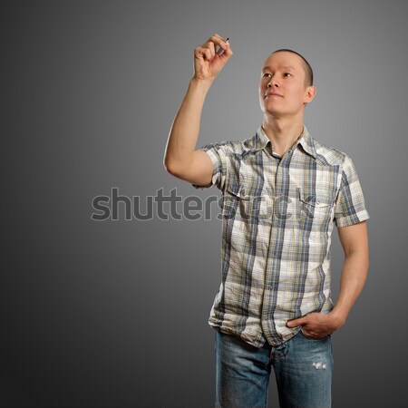 asian male writting something Stock photo © leedsn