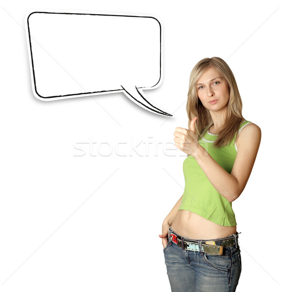 young woman shows well done Stock photo © leedsn