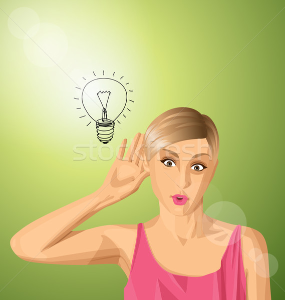 Vector woman overhearing something Stock photo © leedsn