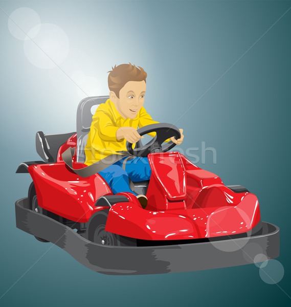 Boy driving go kart Stock photo © leedsn