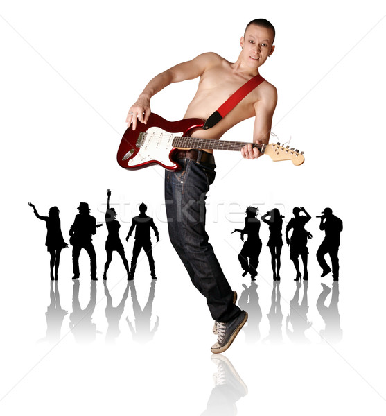 punk man with the guitar and silhouette Stock photo © leedsn