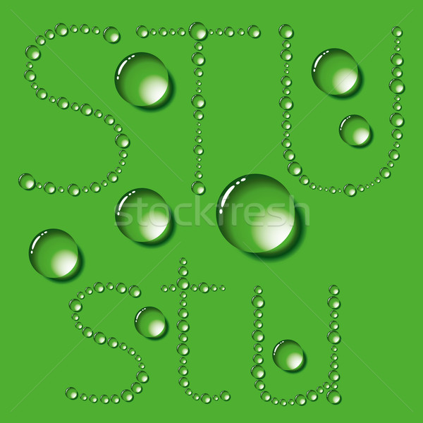 Waterdruppels brieven vector ingesteld groene textuur Stockfoto © leedsn