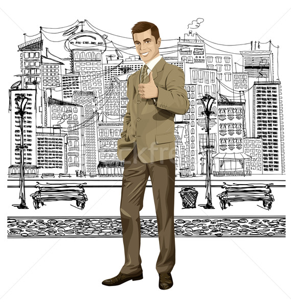 Vector Business Man Shows Well Done Stock photo © leedsn