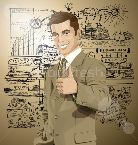 Vector Business Man Shows Well Done Stock photo © leedsn