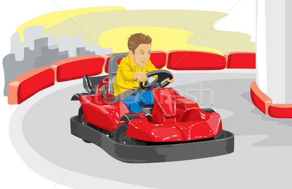 Boy driving go kart Stock photo © leedsn