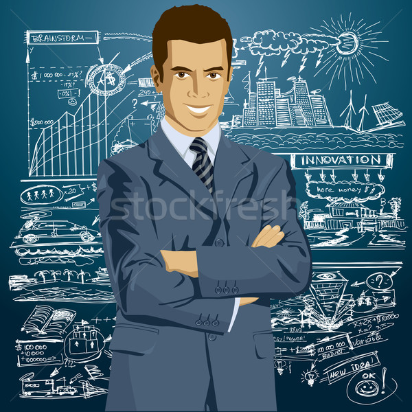 Vector empresario traje hombre de negocios doblado manos Foto stock © leedsn