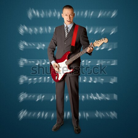 Stijlvol man gitaar naar camera verschillend Stockfoto © leedsn