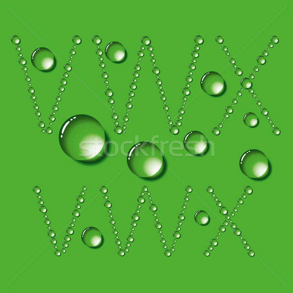 Picături de apă litere vector set verde textură Imagine de stoc © leedsn