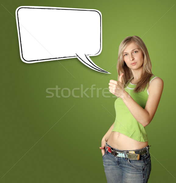 young woman shows well done Stock photo © leedsn