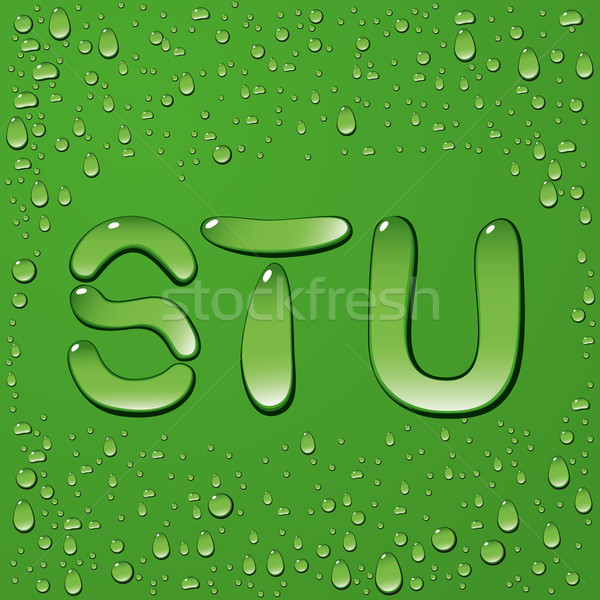 Su damlası harfler yeşil vektör yalıtılmış su Stok fotoğraf © leedsn