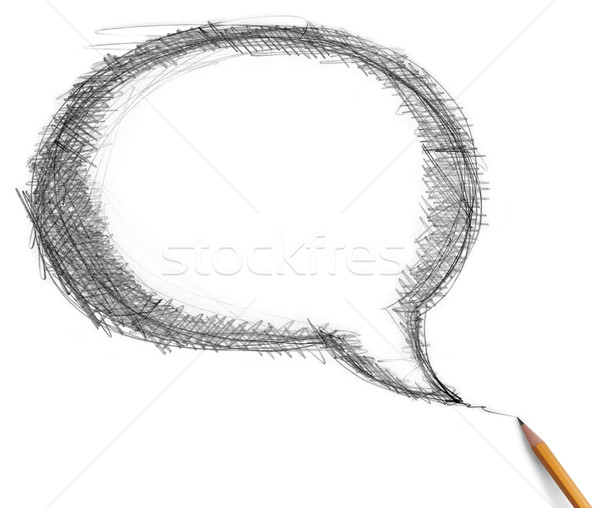 Képregény buborék ceruza izolált fehér iroda Stock fotó © leedsn