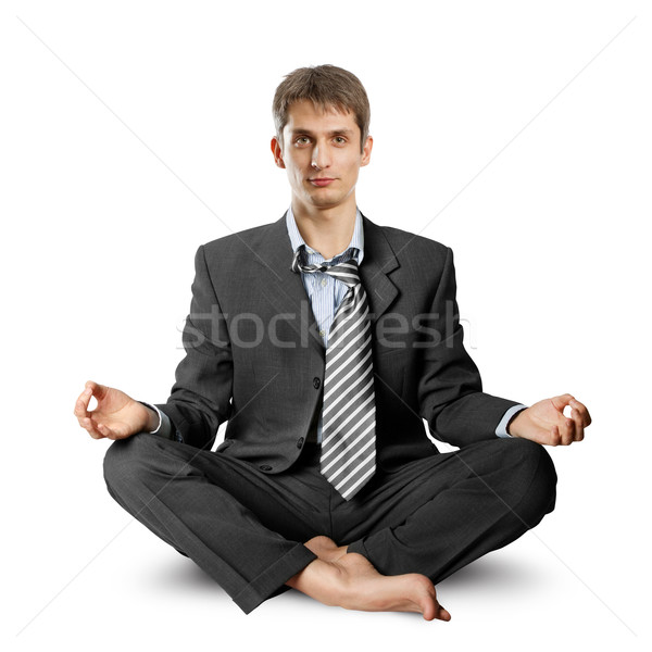 Empresario loto plantean meditando oficina negocios Foto stock © leedsn