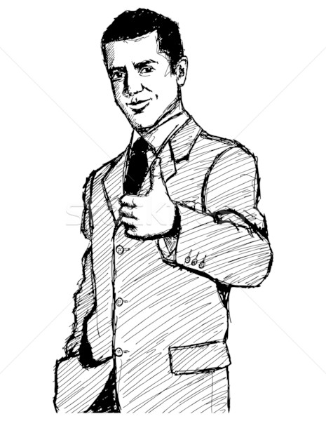 Sketch Business Man Shows Well Done Stock photo © leedsn