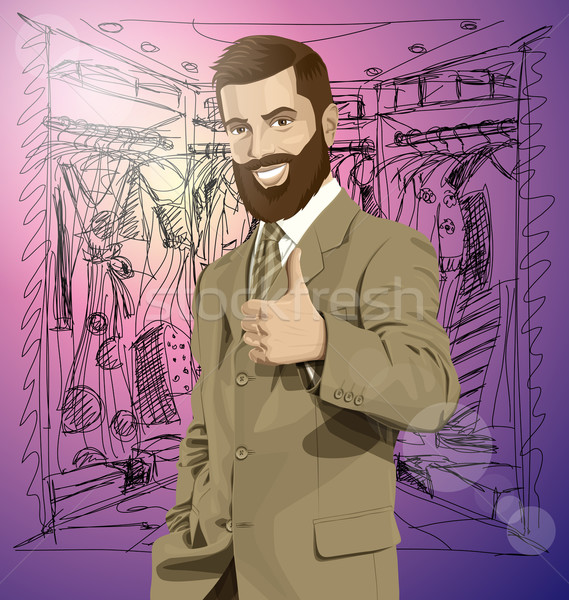 Vector Business Man With Beard Shows Well Done Stock photo © leedsn