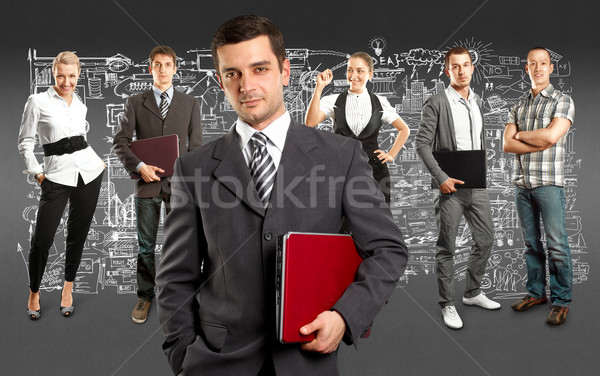üzleti csapat különböző hátterek férfi megbeszélés boldog Stock fotó © leedsn