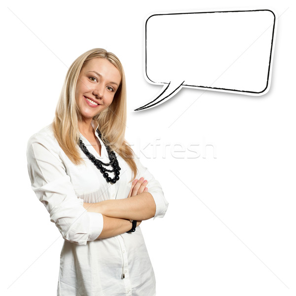 young businesswoman with crossed hands Stock photo © leedsn