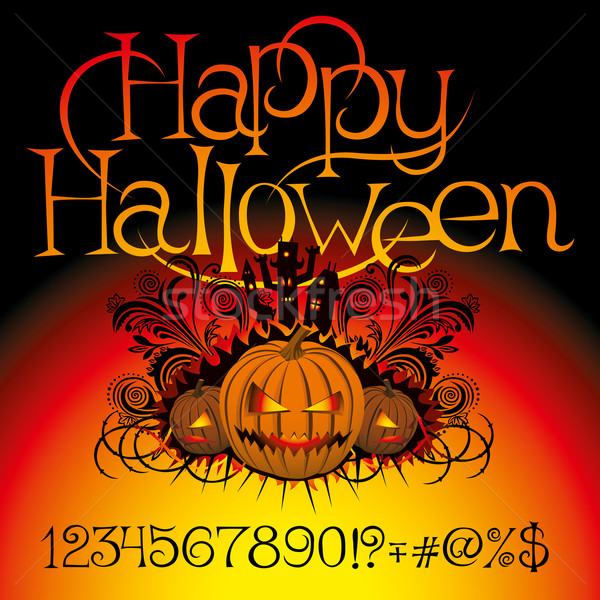 Mérges halloween tök terv ősz sziluett kártya Stock fotó © leedsn