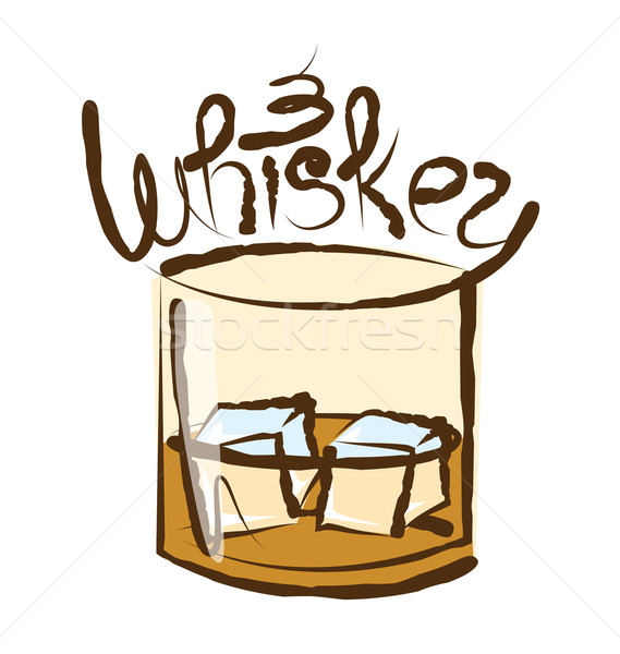 Vector vidrio whisky hielo Foto stock © leedsn