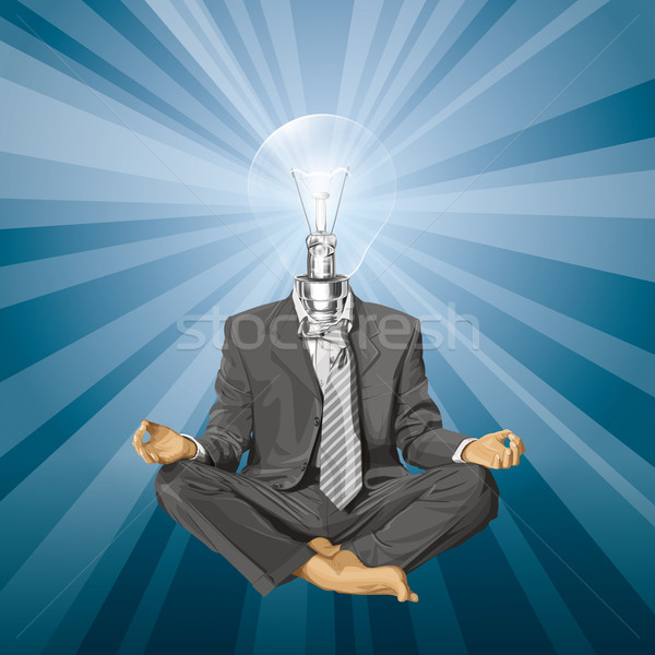 Vector lamp hoofd zakenman lotus pose Stockfoto © leedsn