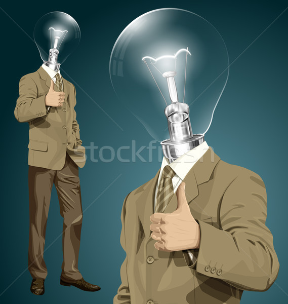 Vector Lamp Head Business Man Shows Well Done Stock photo © leedsn