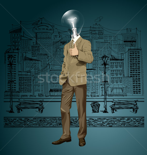 Vector Lamp Head Business Man Shows Well Done Stock photo © leedsn