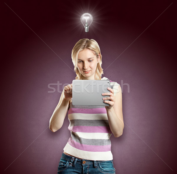 Idea Concept Businesswoman With Touch Pad Stock photo © leedsn