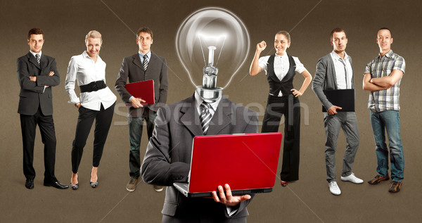 üzleti csapat lámpa fej ötlet űr különböző Stock fotó © leedsn