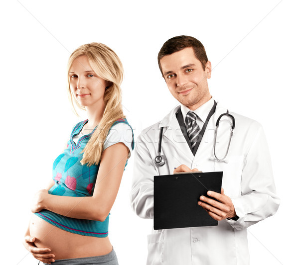 Zwangere vrouw arts wachten gezondheid moeder Stockfoto © leedsn