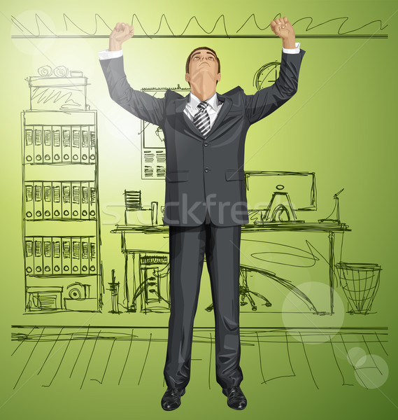 Vector Businessman With Hands Up Stock photo © leedsn