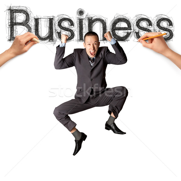 sketch word business with businessman Stock photo © leedsn