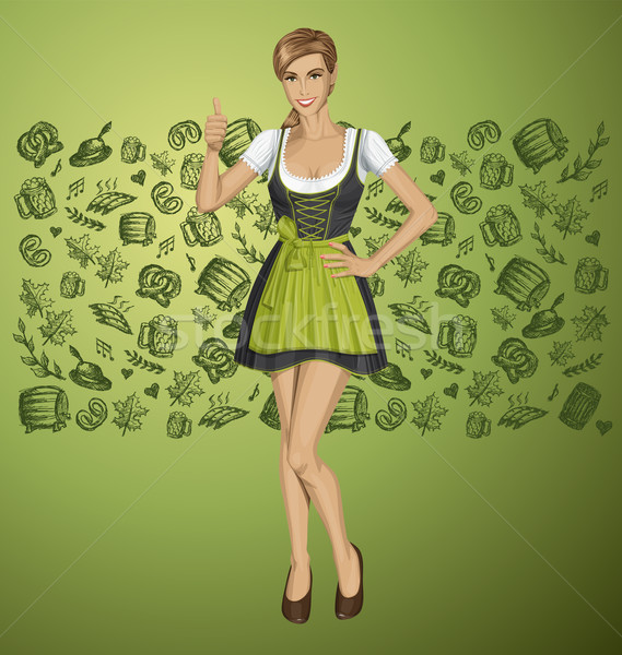 Vektor aranyos nő Oktoberfest kút lány Stock fotó © leedsn