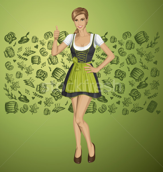 Vector cute vrouw oktoberfest goed meisje Stockfoto © leedsn