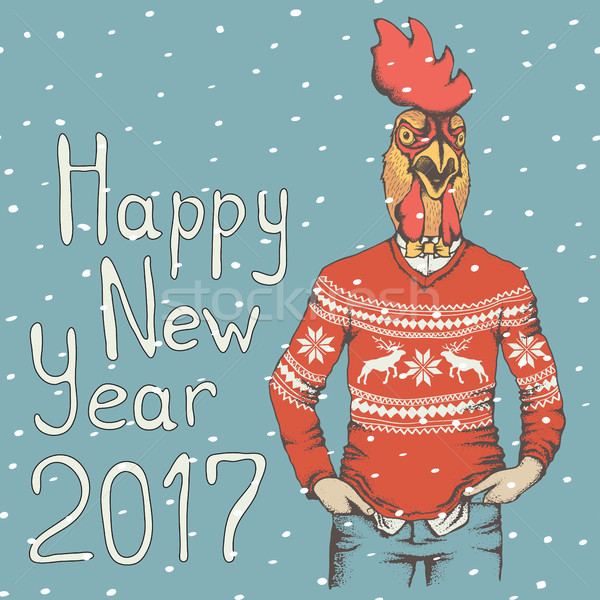公雞 向量 插圖 人的 新年 商業照片 © leedsn
