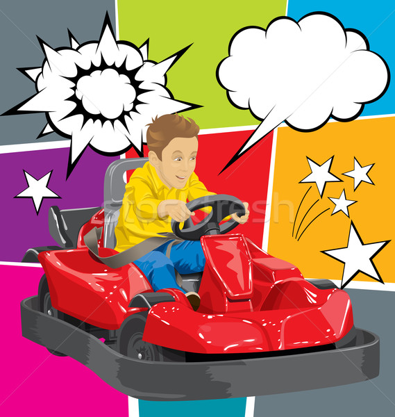 Boy driving go kart Stock photo © leedsn