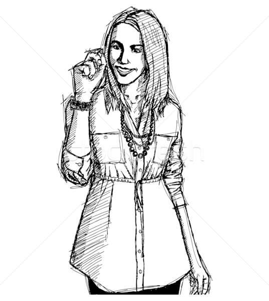 Sketch Business woman Writting Something Stock photo © leedsn