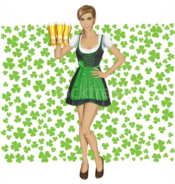 Vector Woman In Drindl On Saint Patricks Day Stock photo © leedsn