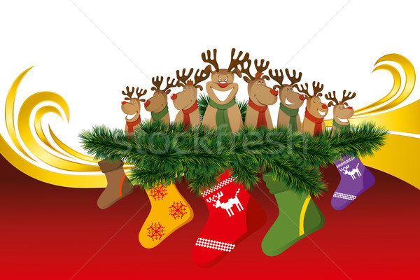 2012 vector christmas card with reindeers Stock photo © leedsn