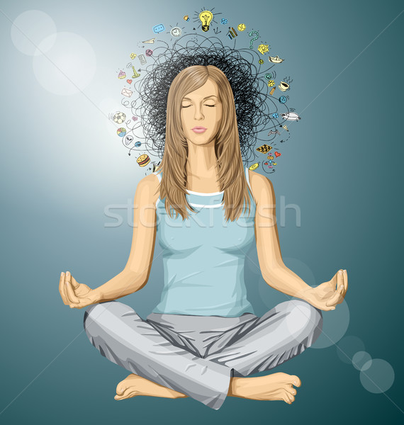 Vector Woman Meditation in Lotus Pose Stock photo © leedsn