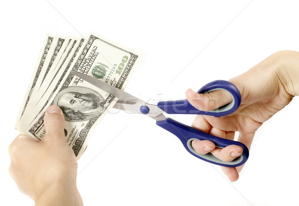 США долларов стороны ножницы изолированный белый Сток-фото © leedsn
