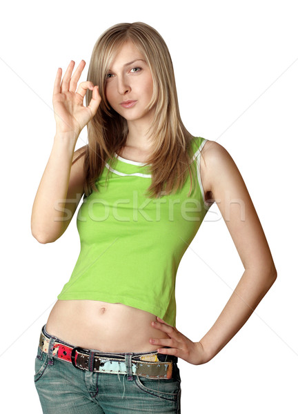 Aranyos nő ok izolált különböző hátterek Stock fotó © leedsn