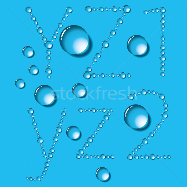 Waterdruppels brieven vector ingesteld Blauw textuur Stockfoto © leedsn